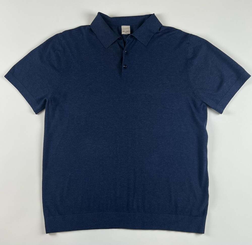 Milano Homme Short Sleeve Knit Polo Shirt Navy Blue